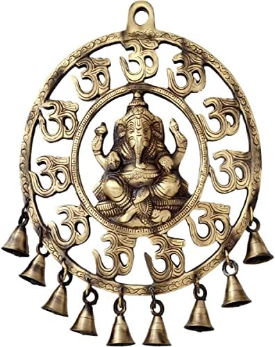Ganesha Wall Hanging Brass Dream Catcher with Om and Bells