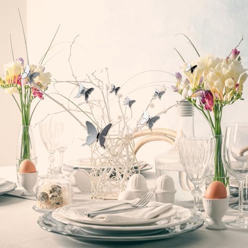 Ferraycle 24 Piece Silver Metal Butterfly Wall Decor