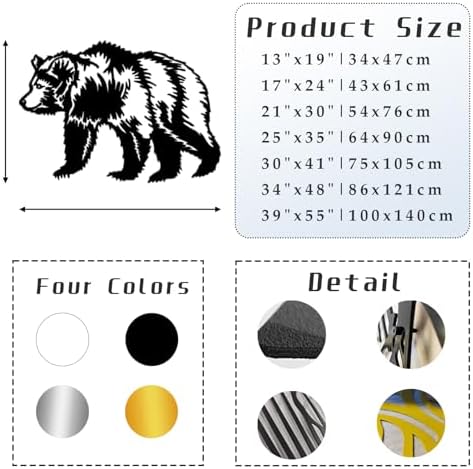Metal Bear Wall Decor Gold 17x24 Wall Art