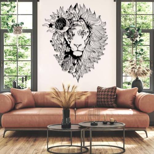 Lion Head Wall Decor Silver 35x41 Metal Artwork