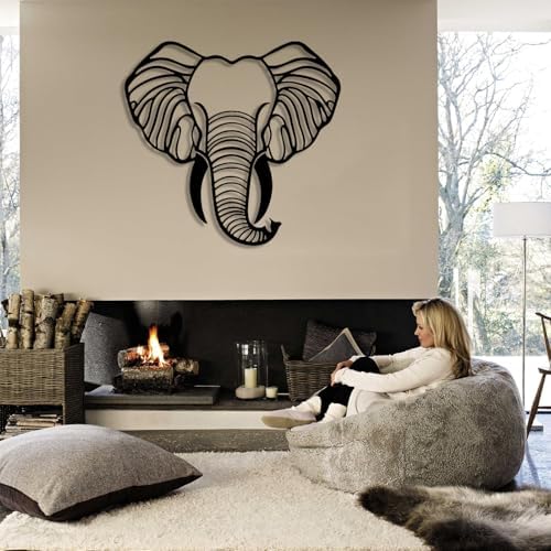 DuiDuiQ Elephant Metal Wall Art White 19x19 Inches