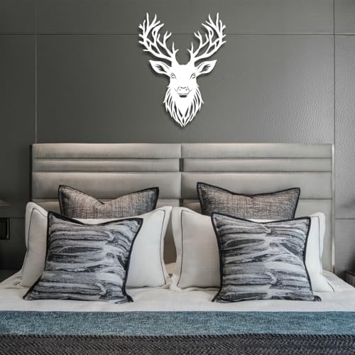 Flewfar Metal Deer Wall Art Decor 24x24 Inch Black Unframed