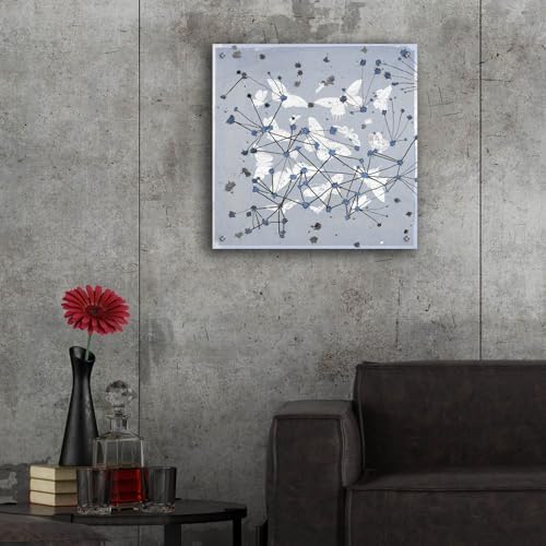 19th Century Butterfly Constellations In Blue Wall Art 24x24