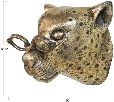 Creative Co Op Cheetah Head Wall Decor Antique Brass