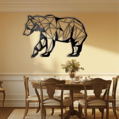 XXQ Black Bear Wall Sculpture 30x20 Metal Art for Modern Home