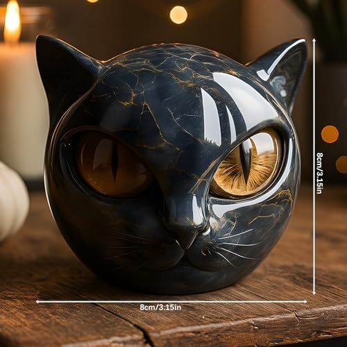 Luxury Black Cat Stone Sculpture - Elegant Home Decor
