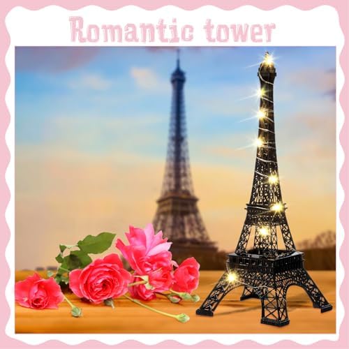 Therwen 4 Pcs Eiffel Tower Metal Statue Decor Set