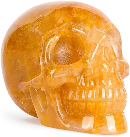 30 Inch Citrine Crystal Skull Statue Decor