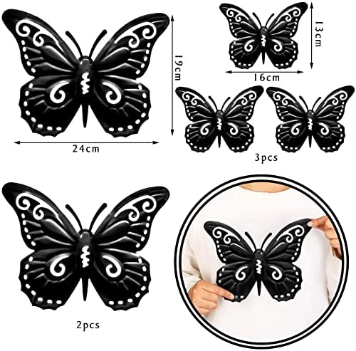 Moxweyeni 5 Pcs Black Butterfly Wall Decor