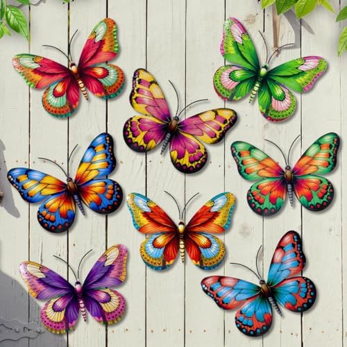 8pcs Metal Butterfly Wall Decorations for Outdoor
