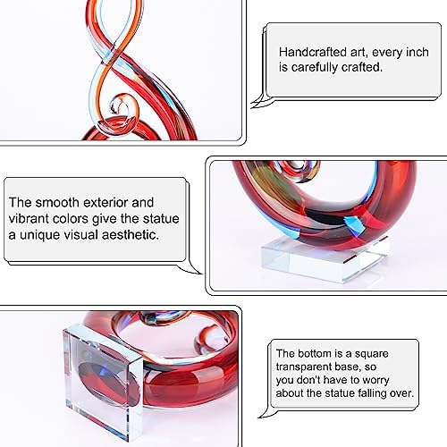 LCCCK 13 Inch Red Hand Blown Glass Sculpture Art Decor