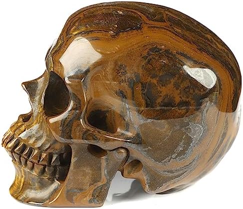 Skullis Tiger Iron Eye Crystal Skull Sculpture
