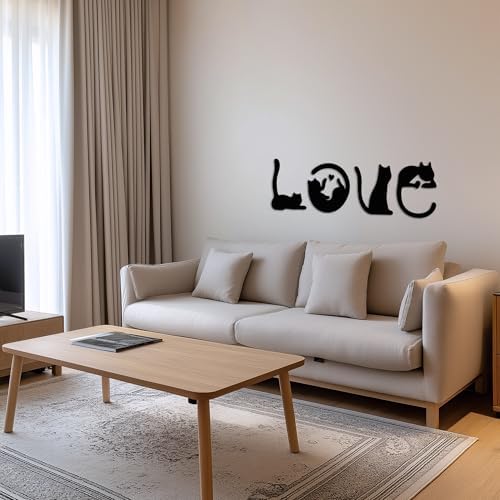 4pcs Black Cat Wall Art Love Theme Set