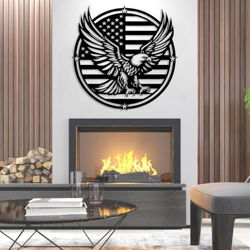 American Flag Eagle Metal Wall Decor - Patriotic Art Sculpture
