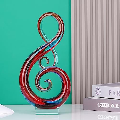 LCCCK 13 Inch Red Hand Blown Glass Sculpture Art Decor