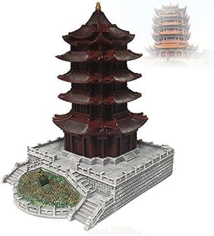 Yellow Crane Tower Resin Statue - Home Decor Souvenir