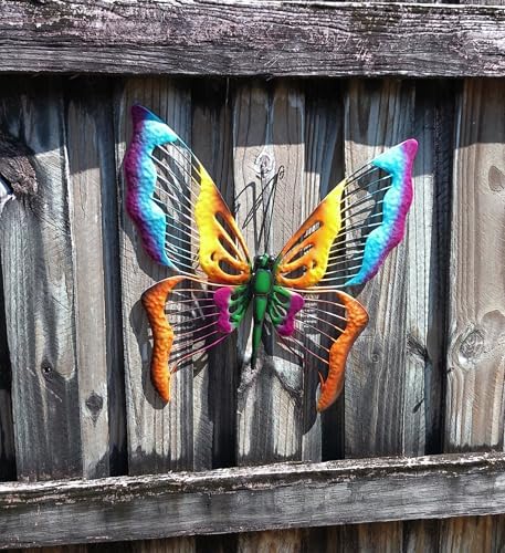 Sunny Barrel Large Metal Butterfly Wall Art 17x17 Blue Orange