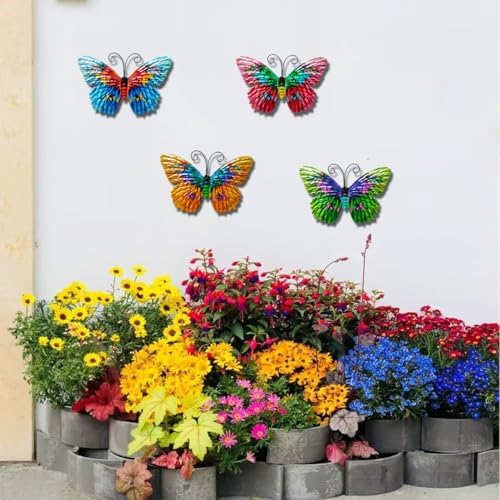 4-Pack Vibrant Metal Butterfly Wall Decor