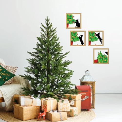 HOURIA 4PCS Black Cat Christmas Wall Sculptures