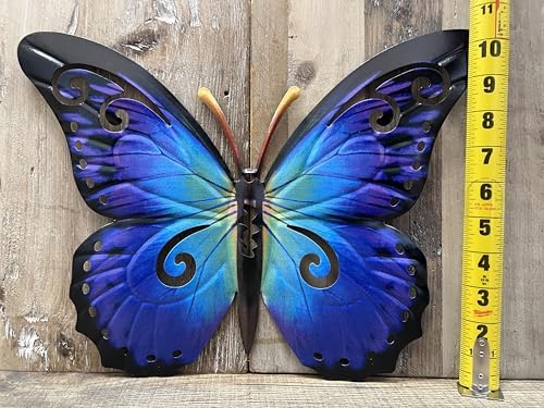12-inch Blue Metal Butterfly Wall Art Decor