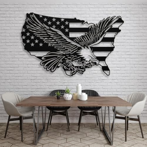 Cadeali Eagle Wall Art Metal - Gold 35x22 Inch