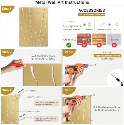 SIGNLEADER Gold Metal Wall Sculpture 24 Decor
