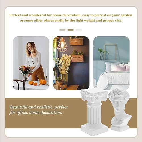 White David Head Statue Resin Roman Column Decor Statue