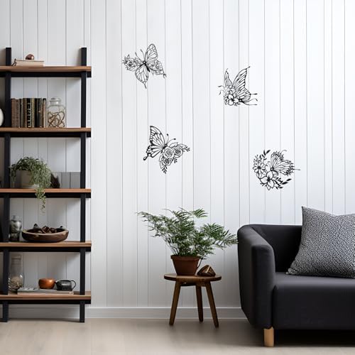 LIOUCBD 6Pcs Butterfly Wall Art Metal Decor Black