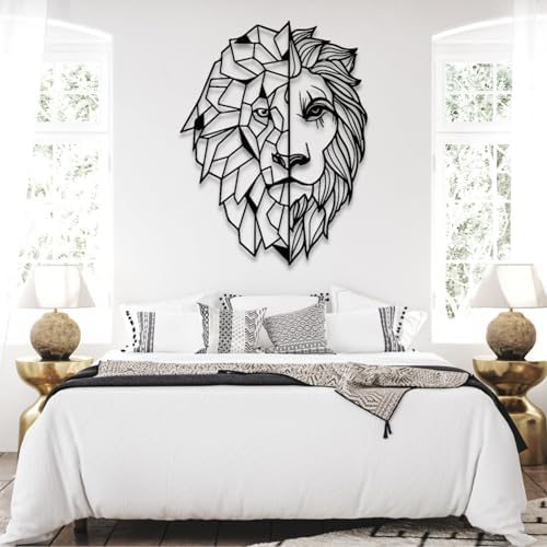 Cadeali Lion Head Metal Wall Art - Gold 18x24