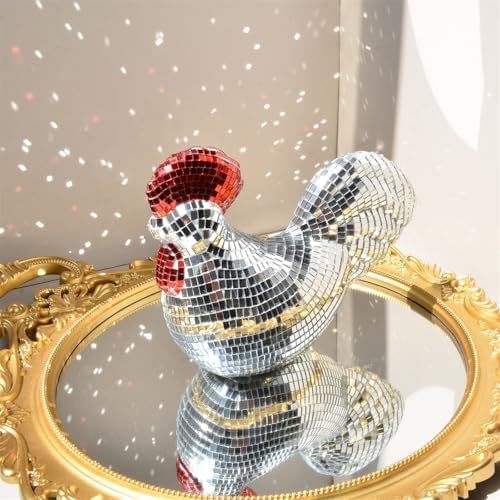 Modern Mirror Disco Ball Chicken Shape Decor