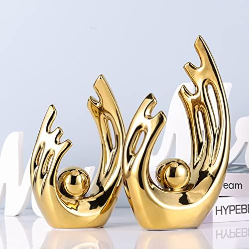 Modern Art Golden Ceramic Statue Home Decor Centerpiece