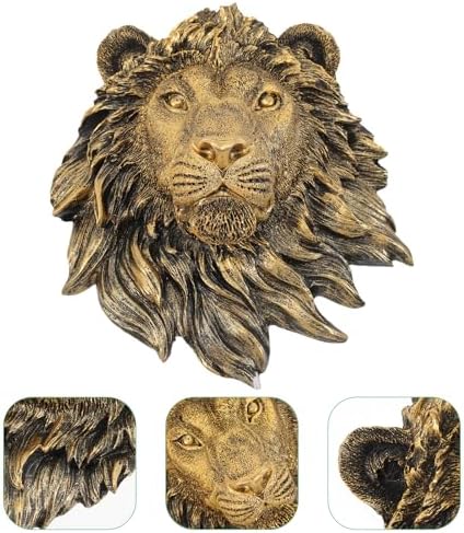 Lion Head Wall Decor Resin Statue Bronze Wall Hanging Sculpture