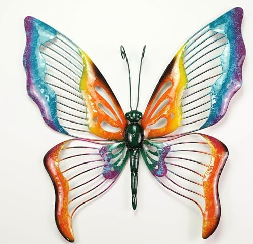Sunny Barrel Large Metal Butterfly Wall Art 17x17 Blue Orange