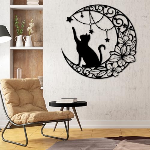 Fzojnxy Premium Black Cat and Moon Wall Art