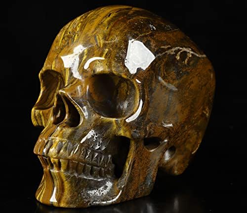 Skullis 5 Inch Tiger Iron Eye Crystal Skull Sculpture