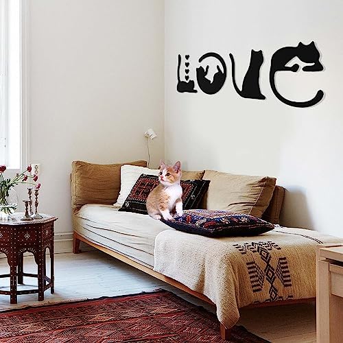 8Pcs Black Metal Cat Wall Art Set