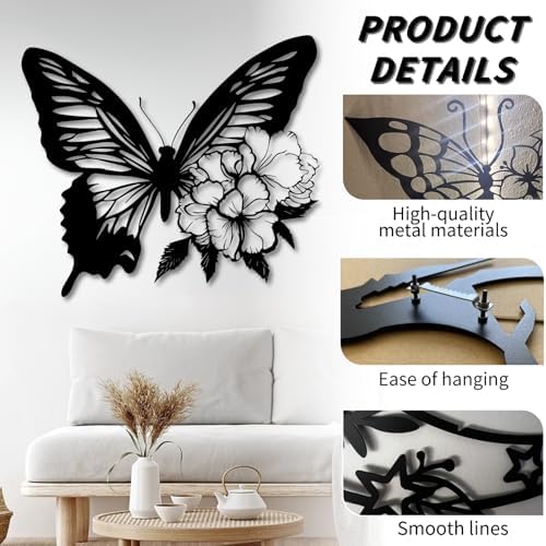 Elegant Butterfly Metal Wall Decor 24x22 Inch