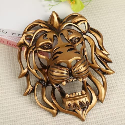 Rekeell Decorative Lion Head Wall Art Gold Finish