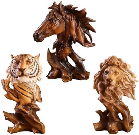 BestAlice Animal Lion Head Sculpture Rustic Home Decor Statue