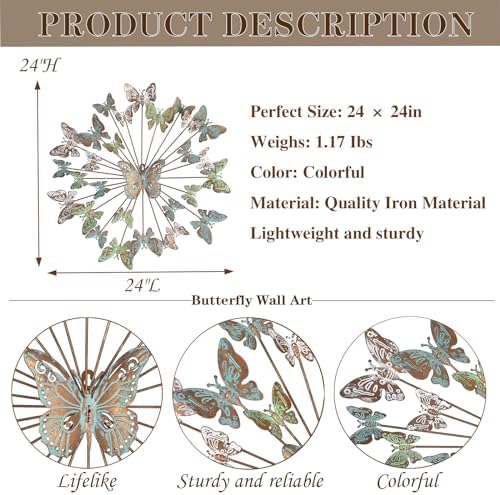 XAONIEN Large Metal Butterfly Wall Art Decor