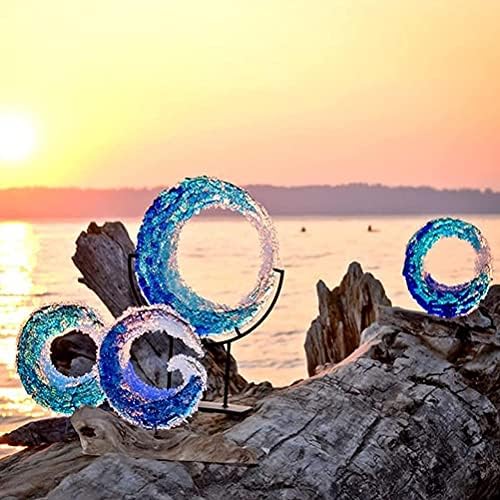 Blue Sea Desktop Decoration Abstract Art Glass Sculpture