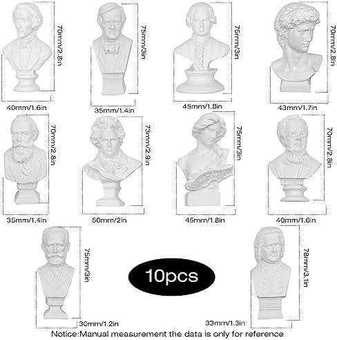 10PCS Mini Musicians Bust Statue Decor Figurine