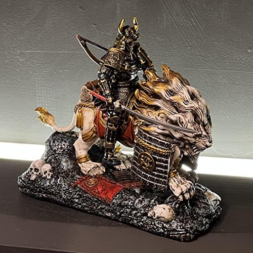 LOOYAR Medieval White Lion Samurai Warrior Resin Statue
