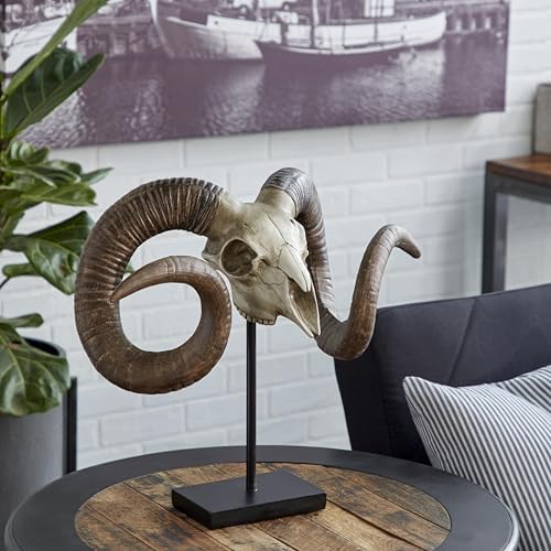 Deco 79 Polystone Ram Skull Decor Statue
