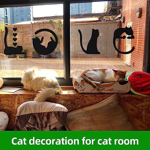 8Pcs Black Metal Cat Wall Art Set