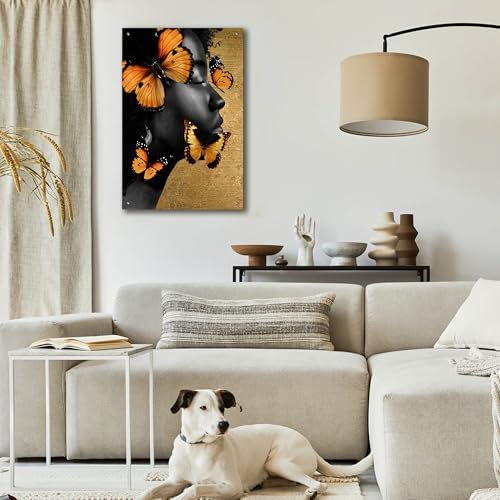 Epic Art Monochrome Golden Butterfly 2 Wall Art