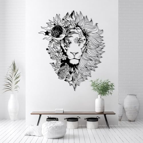 Lion Head Wall Decor Silver 35x41 Metal Artwork