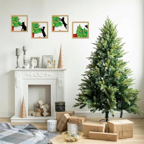 HOURIA 4PCS Black Cat Christmas Wall Sculptures
