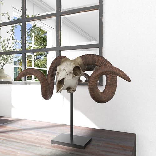 Deco 79 Polystone Ram Skull Decor Statue