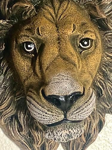 Decorative Lion Head Wall Sculpture with Bronze Finish